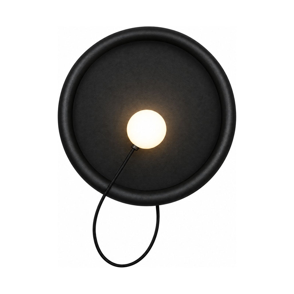 Round Iron Ring Wall Light with Magnetic Bulb on a white background