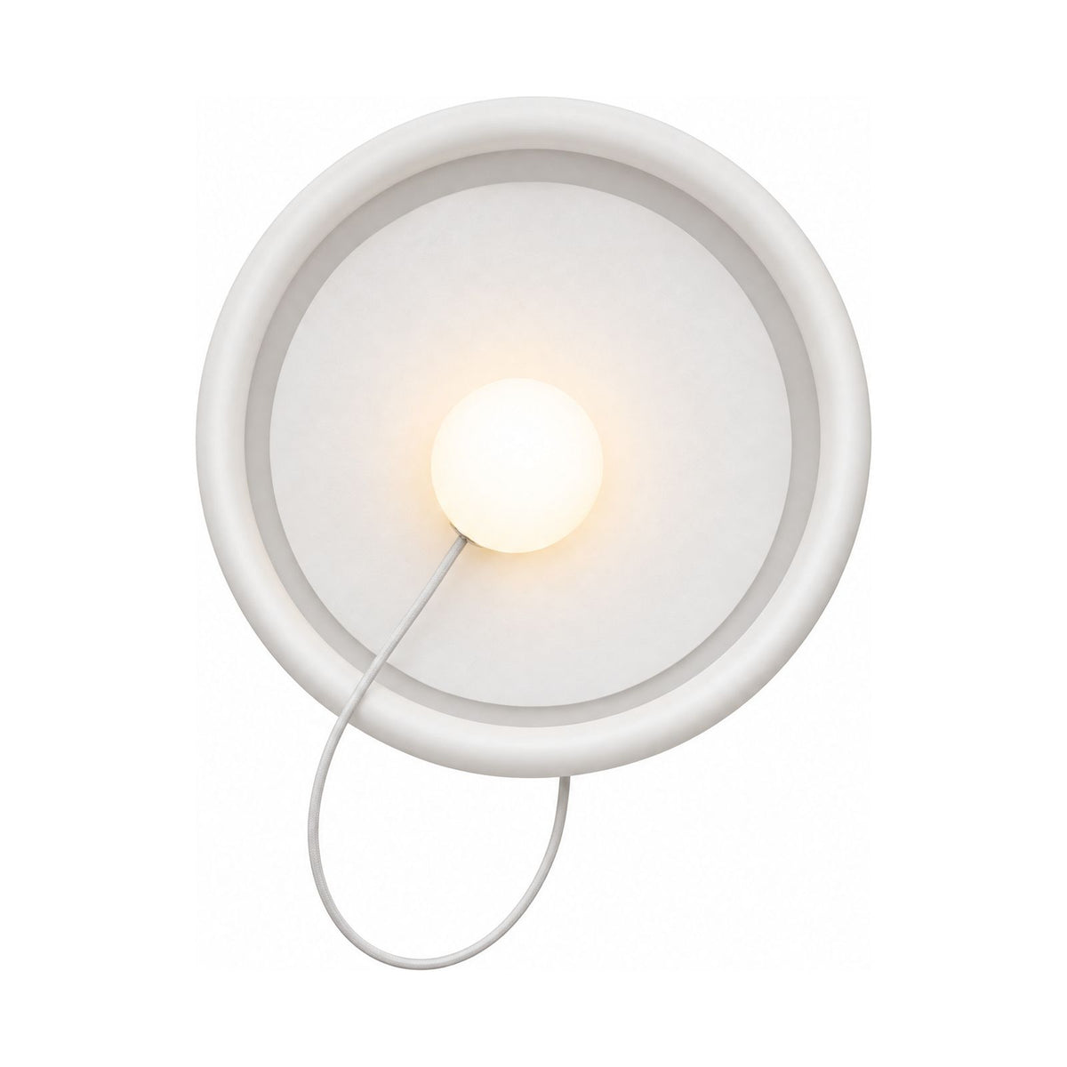 Round Iron Ring Wall Light with Magnetic Bulb in White on a white background