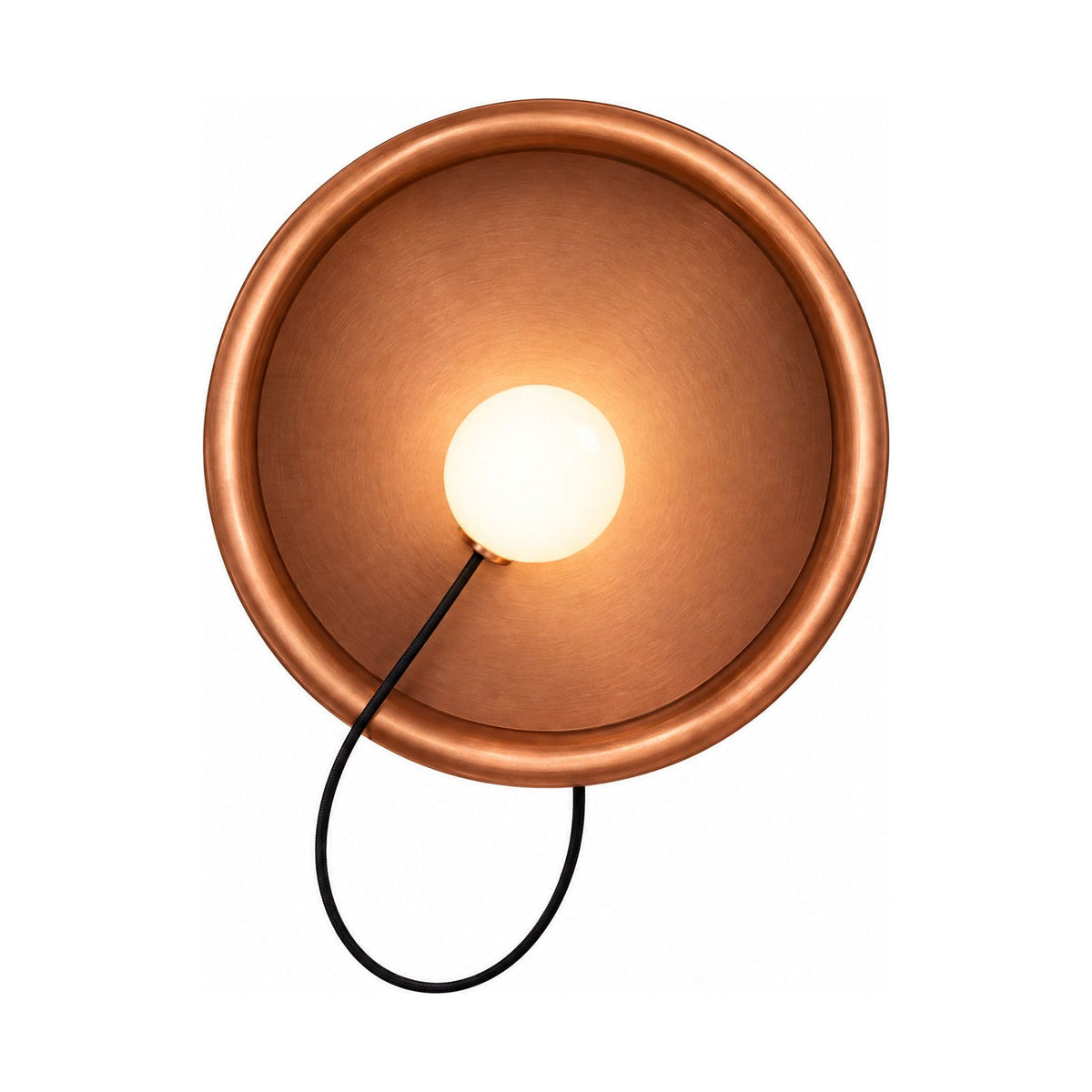 Round Iron Ring Wall Light with Magnetic Bulb in Copper on a white background