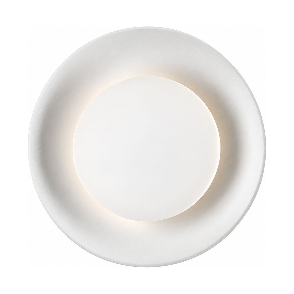 Round White Gypsum and Acrylic Wall Light on a white background