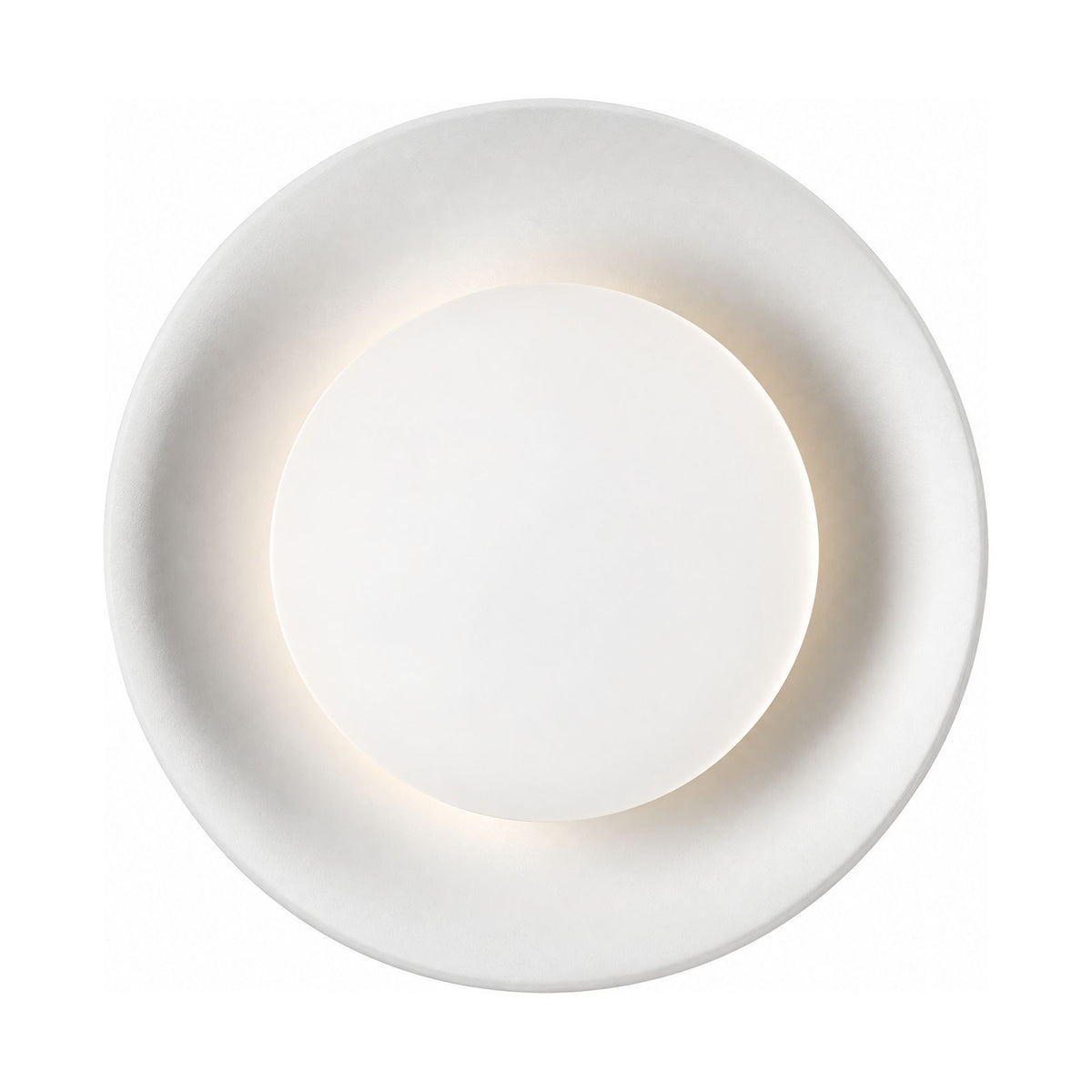 Round White Gypsum and Acrylic Wall Light on a white background