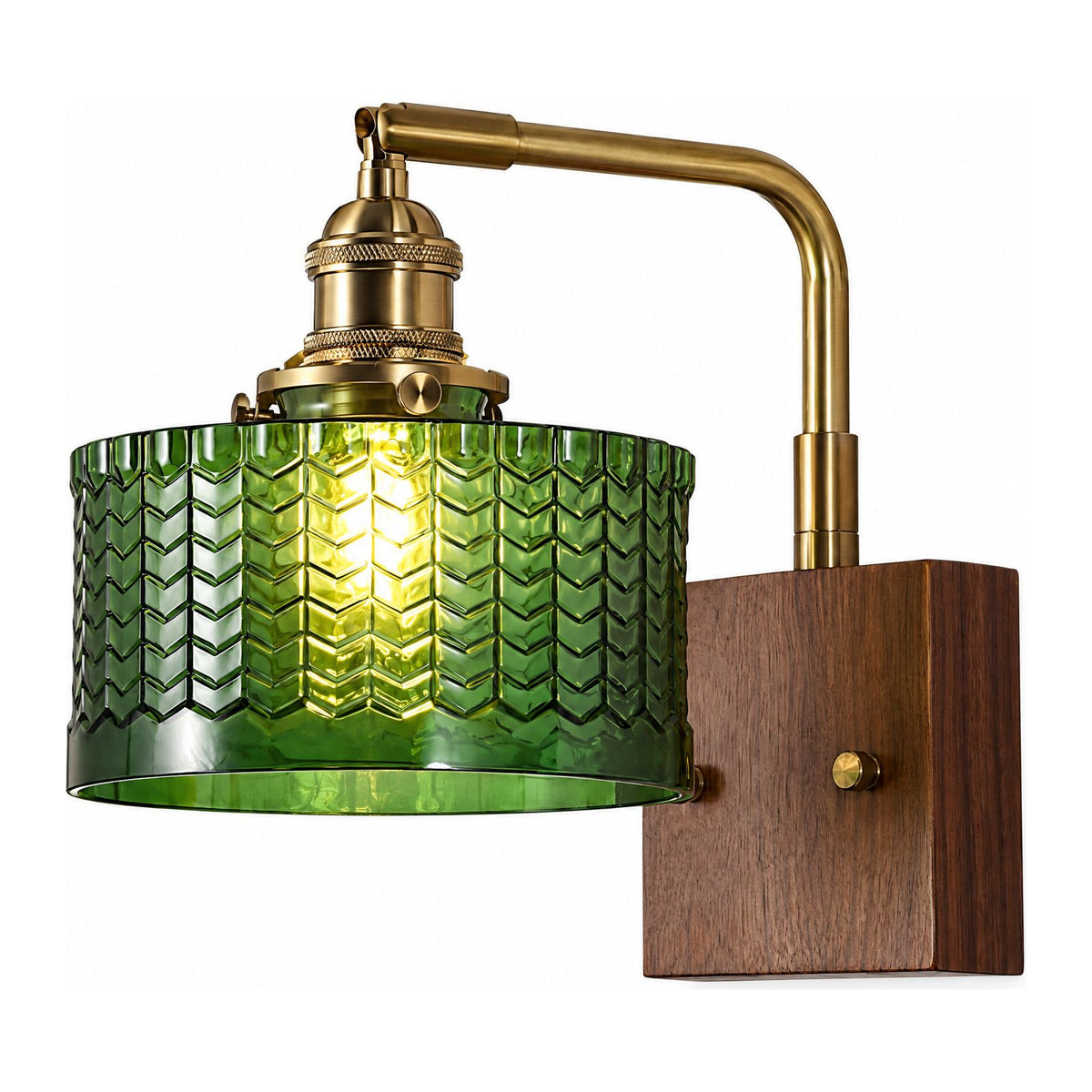 Scale Pattern Glass and Wood Block Wall Light on a white background