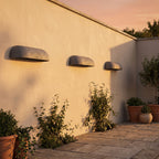 Semi Oval Stone Outdoor Wall Light in a pair on the facade of an Australian home