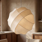 Silk Ball Japandi LED Pendant Light, close view from below