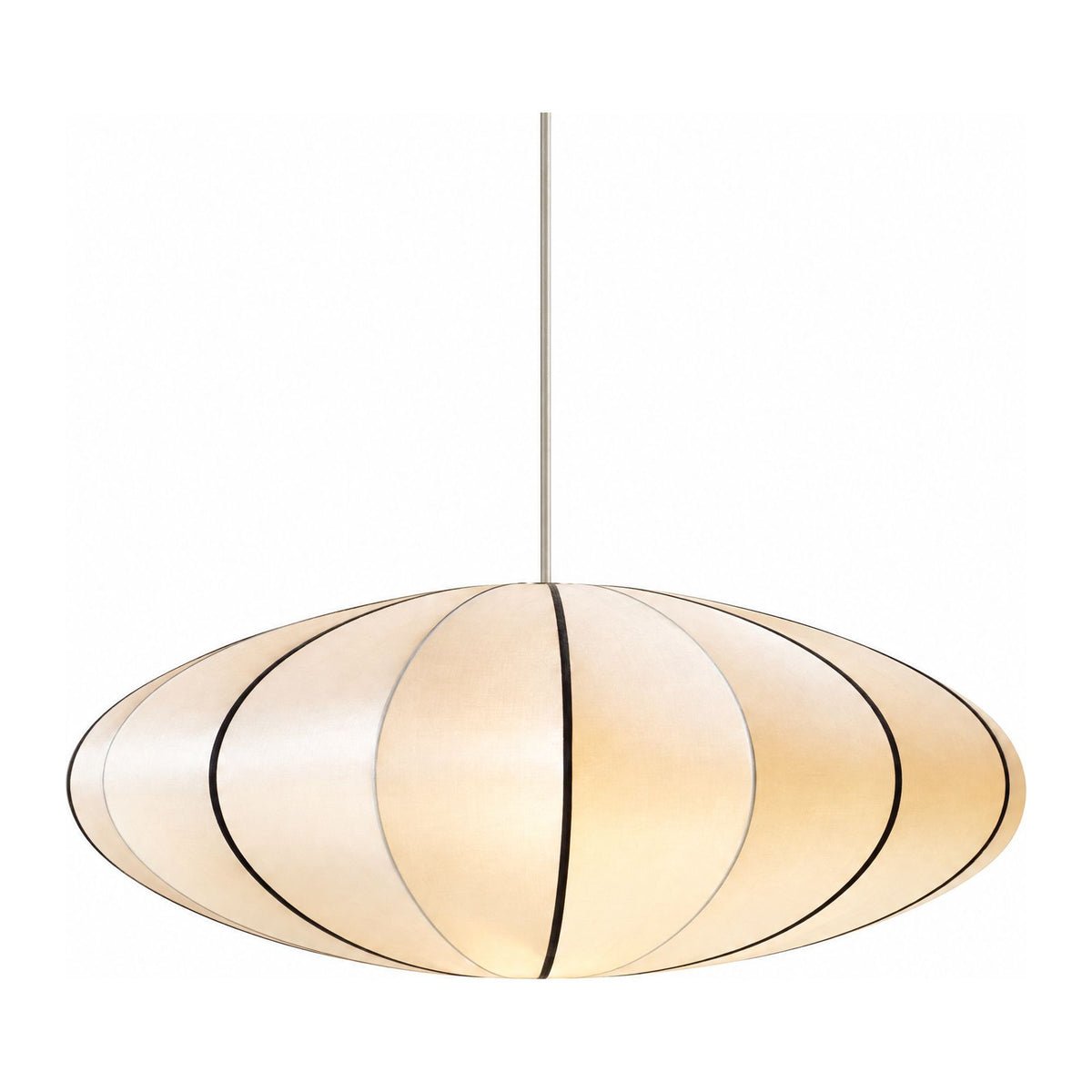 Silk Pumpkin Lantern Japandi Pendant Light in the disc shape on a white background