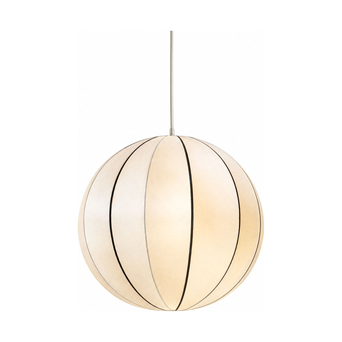 Silk Pumpkin Lantern Japandi Pendant Light in the sphere shape on a white background