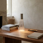 Slim Acrylic Rechargeable Touch Table Lamp on a study desk
