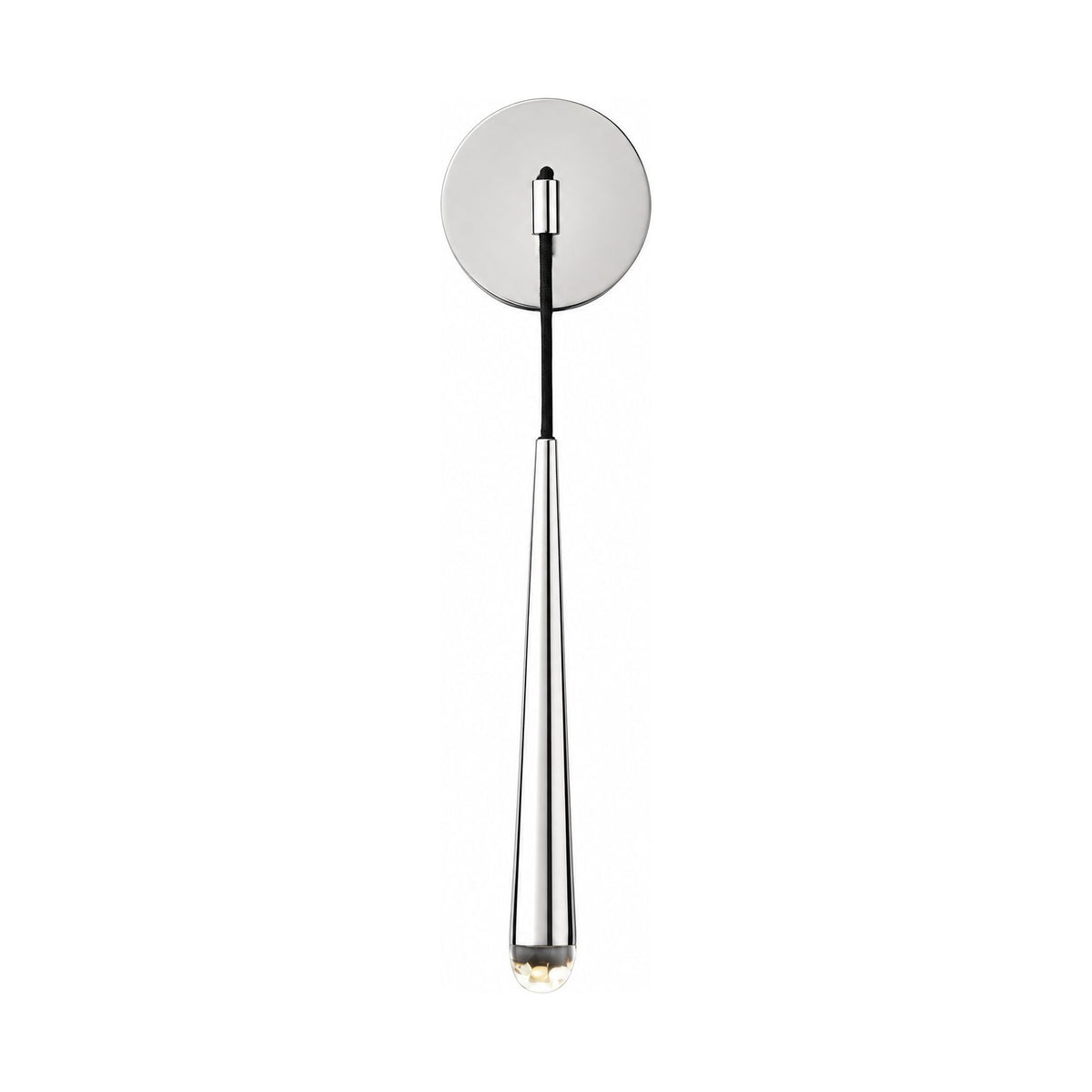 Slim Brass Teardrop Wall Sconce in Silver on a white background
