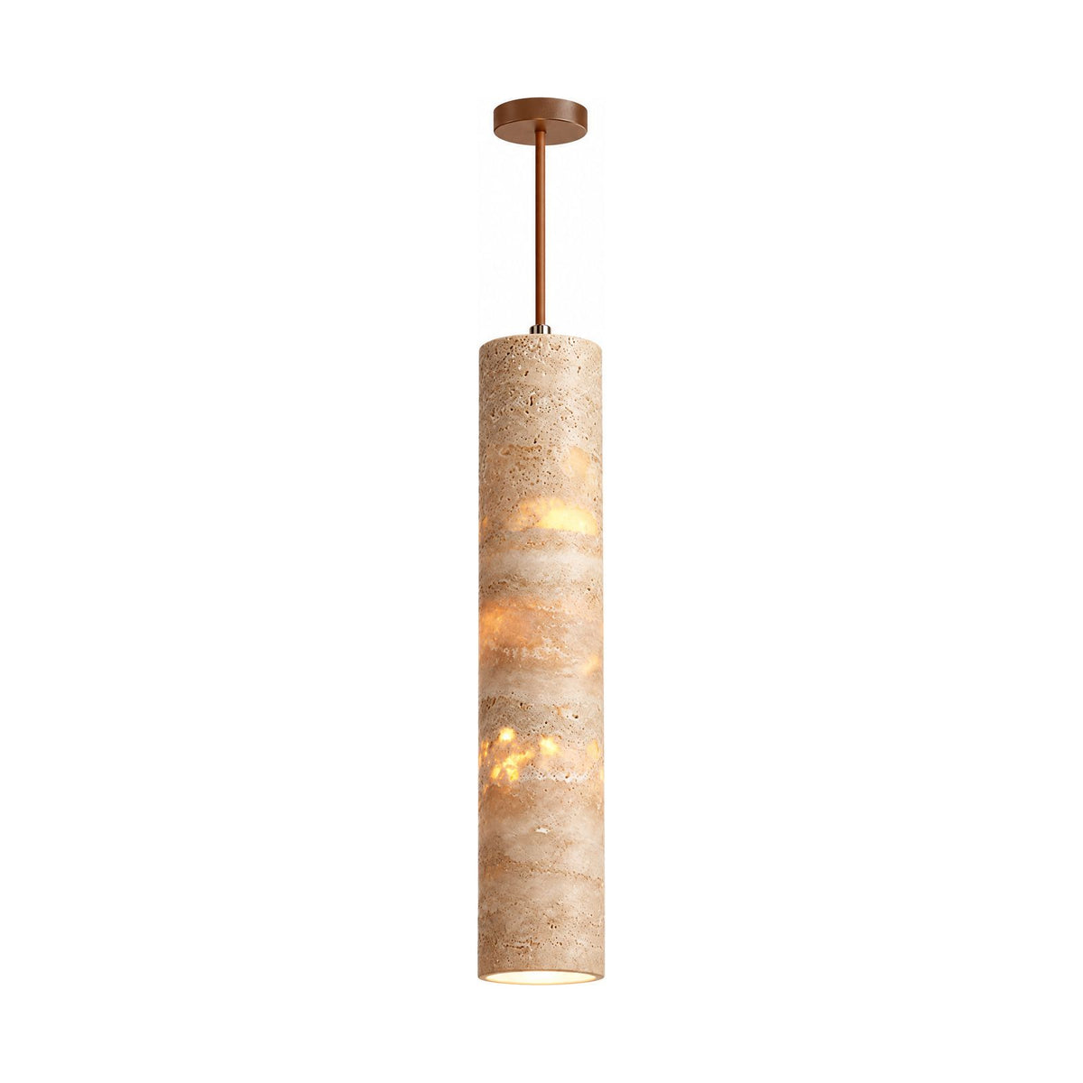 Slim Cream Marble Tube LED Pendant Light on a white background