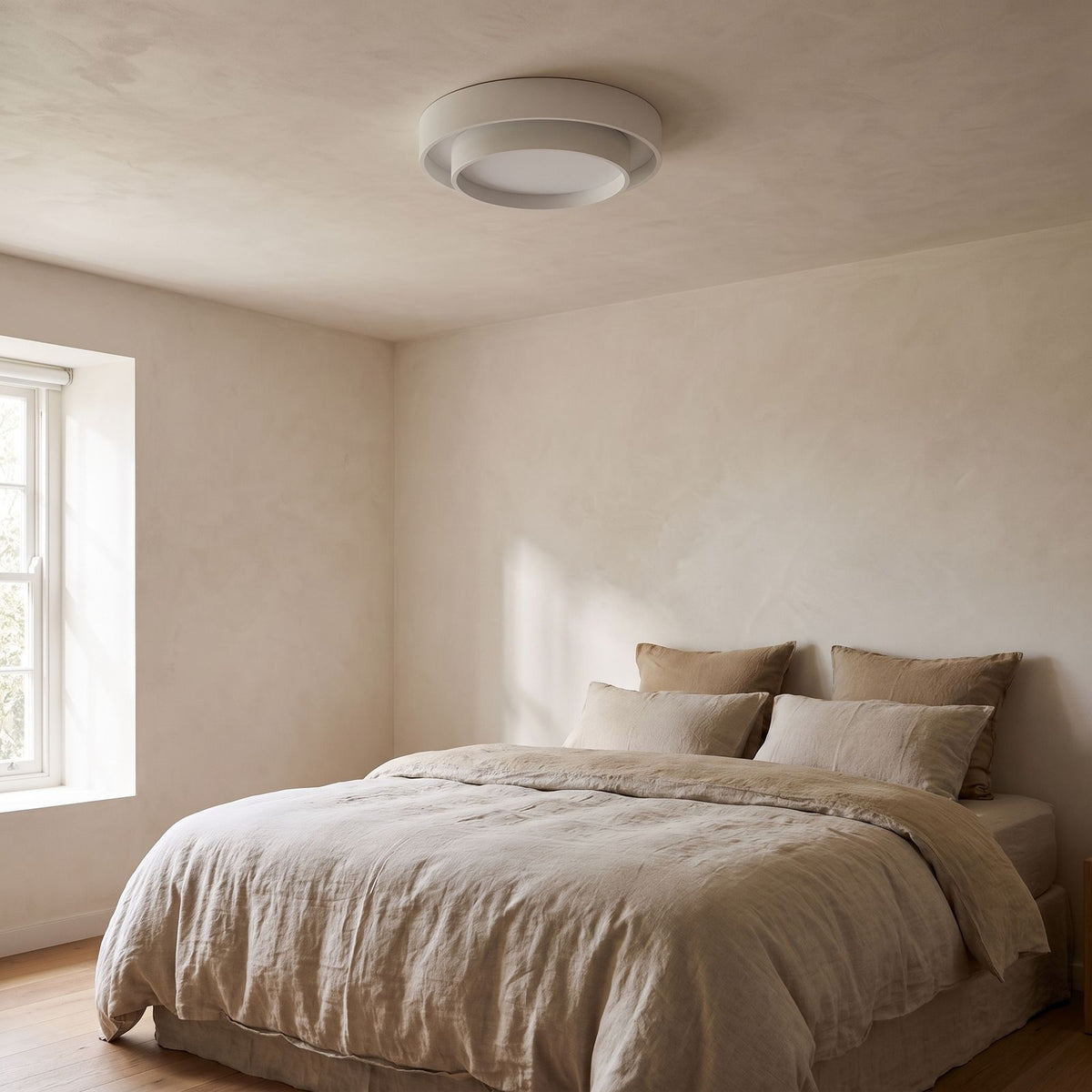 Slim Cylinder Acrylic LED Ceiling Light on a bedroom ceiling