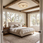 Slim Faceted Acrylic LED Flush Mount Ceiling Light in a bedroom in daylight