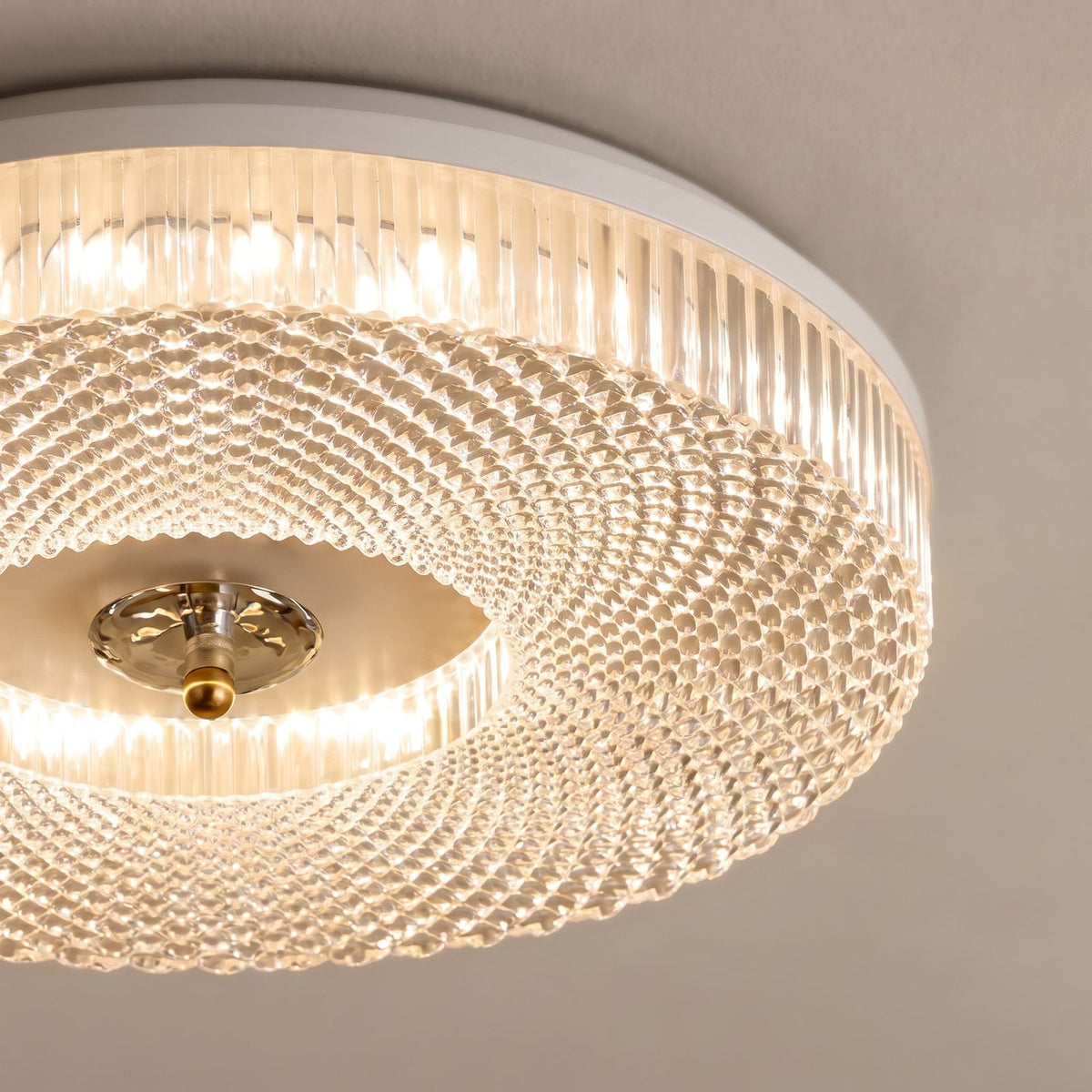 Slim Faceted Acrylic LED Flush Mount Ceiling Light: close-up of the materials and finish