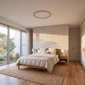 Slim halo ring LED ceiling light on an entry hall ceiling