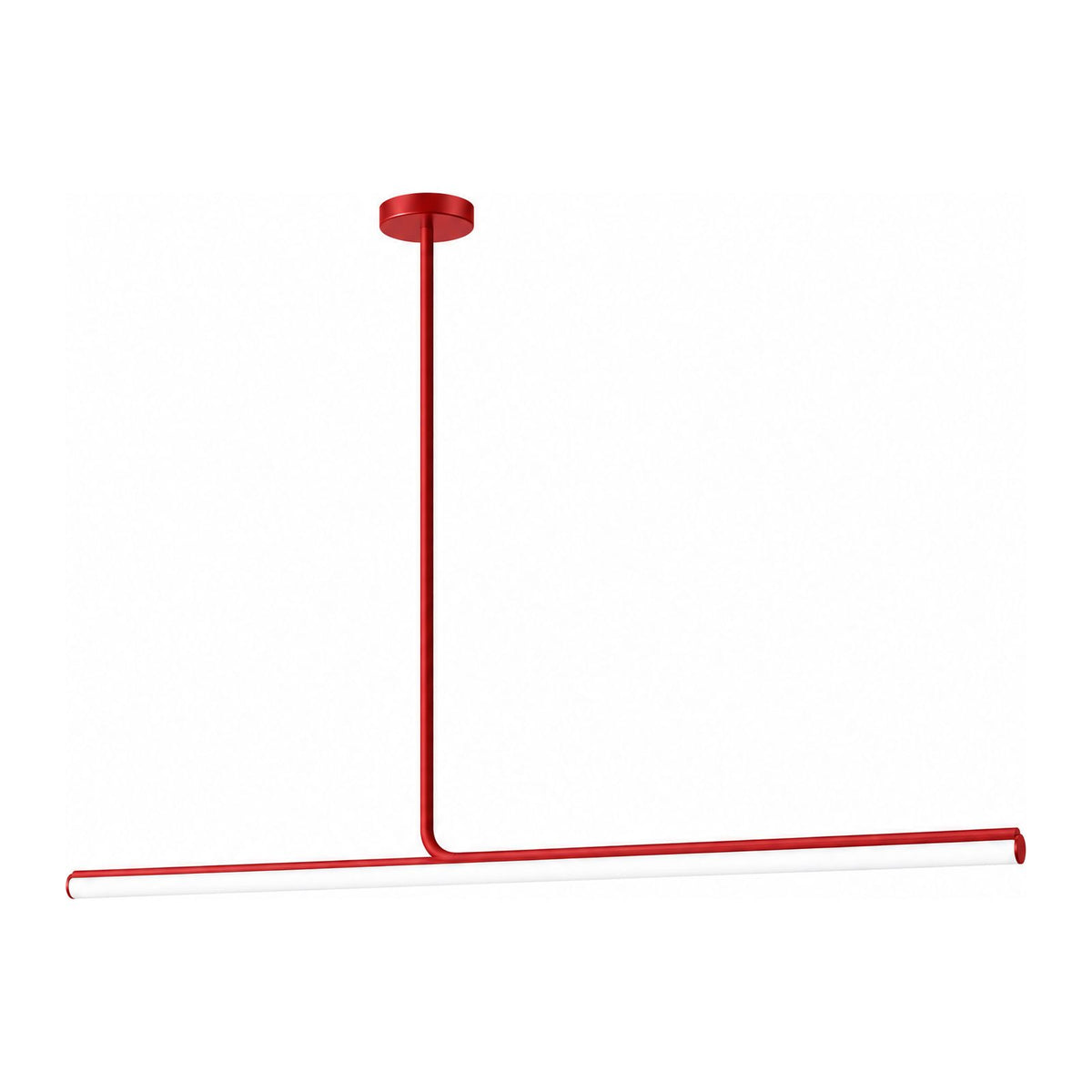 Slim Linear LED Aluminium Pendant Light in red on a white background