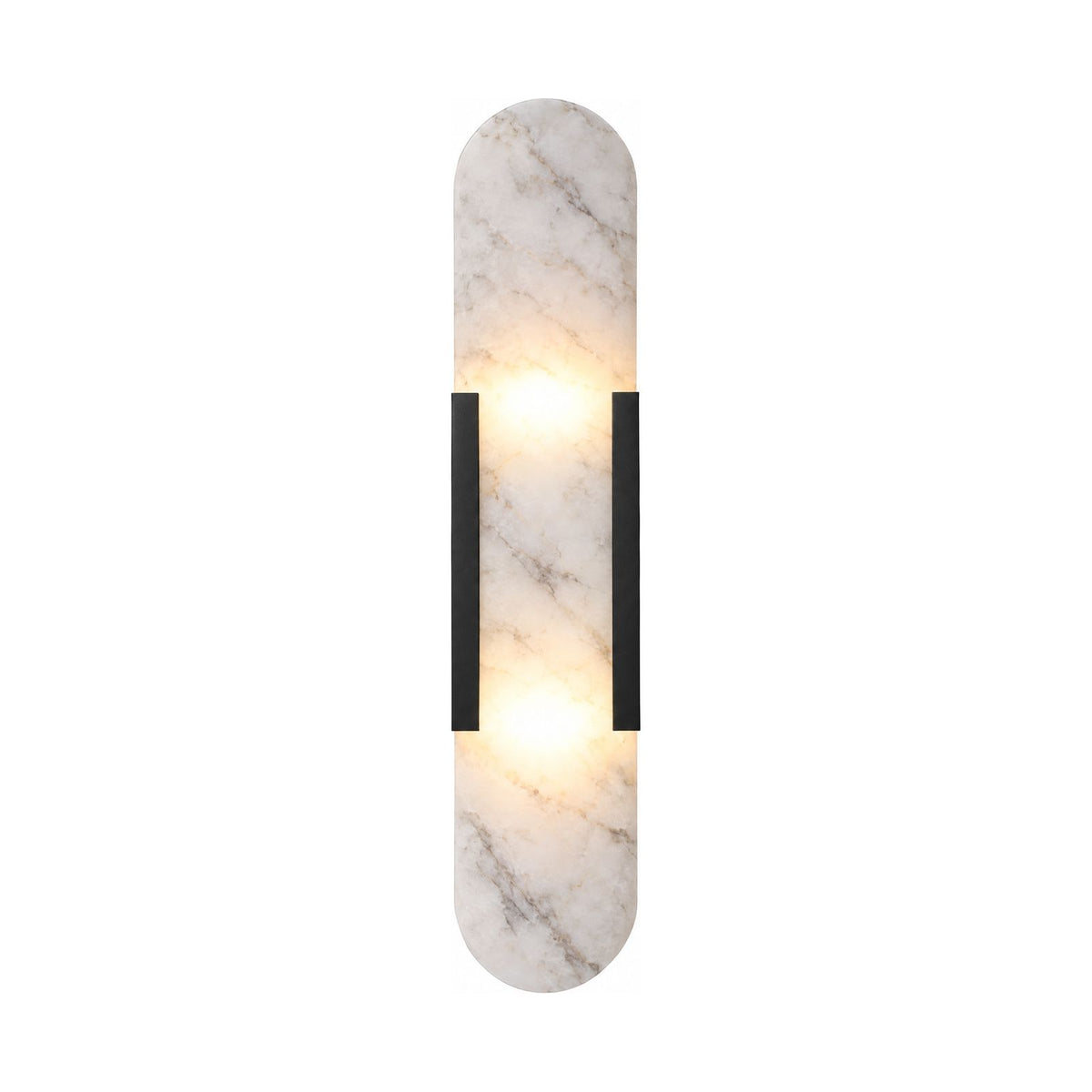Slim Natural Marble Column Up Down Wall Light on a white background