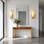 Slim Vertical Alabaster LED Wall Light in a pair on a wall of an Australian home