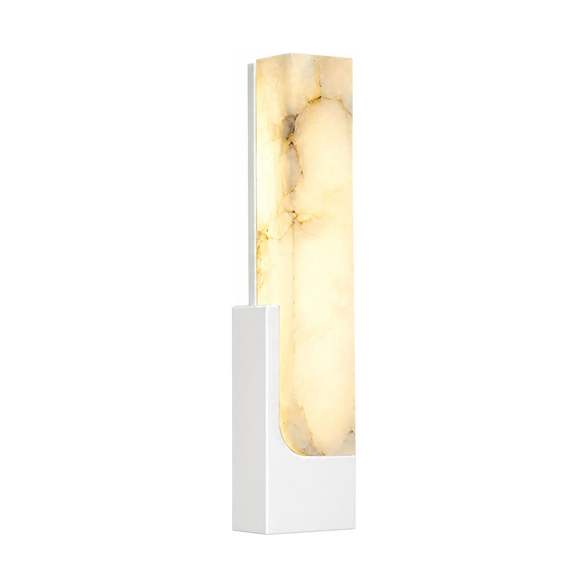 Slim Vertical Alabaster LED Wall Light in White on a white background