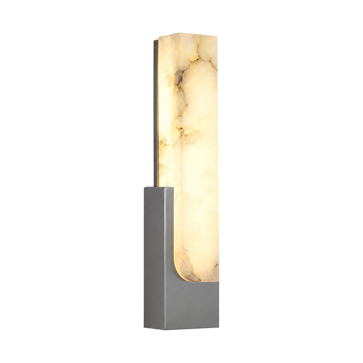Slim Vertical Alabaster LED Wall Light in Grey on a white background