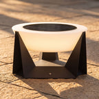 Solar Iron and Acrylic Outdoor Table Lamp, close view on stone pavers