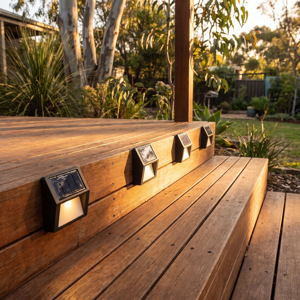 Solar LED Step and Deck Light in a pair on the facade of an Australian home