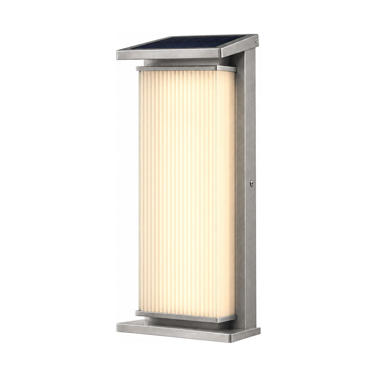 Solar Stainless Steel Box Outdoor Wall Light on a white background