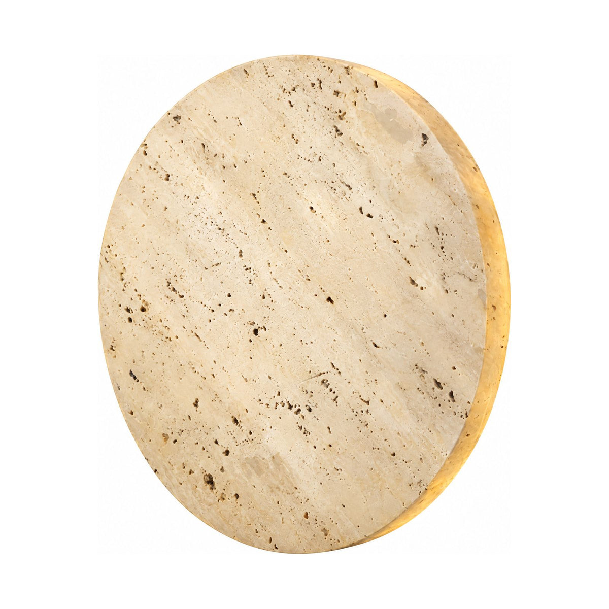 Solid Yellow Travertine Round LED Wall Light on a white background