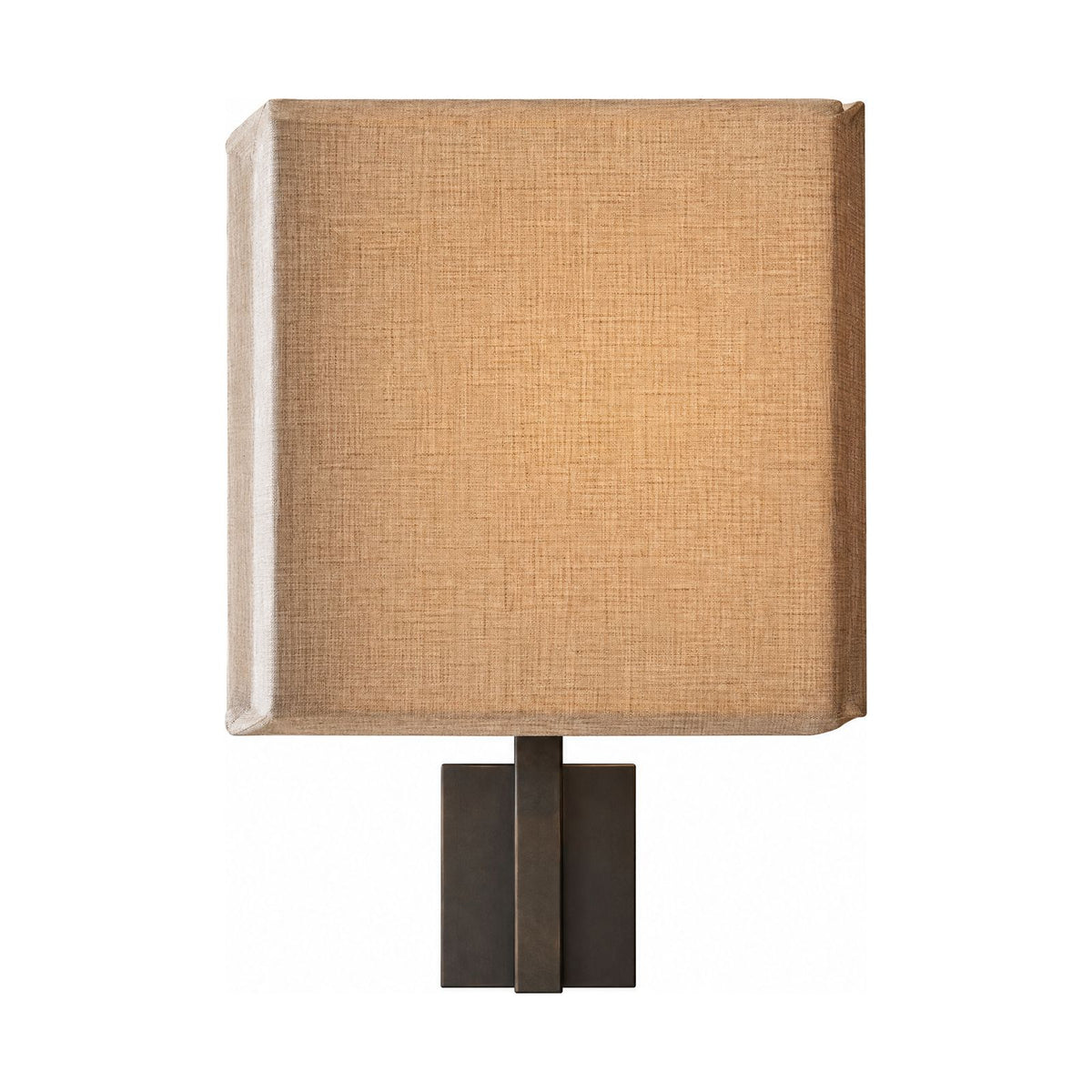 Square Beige Fabric Shade Wall Light on a white background