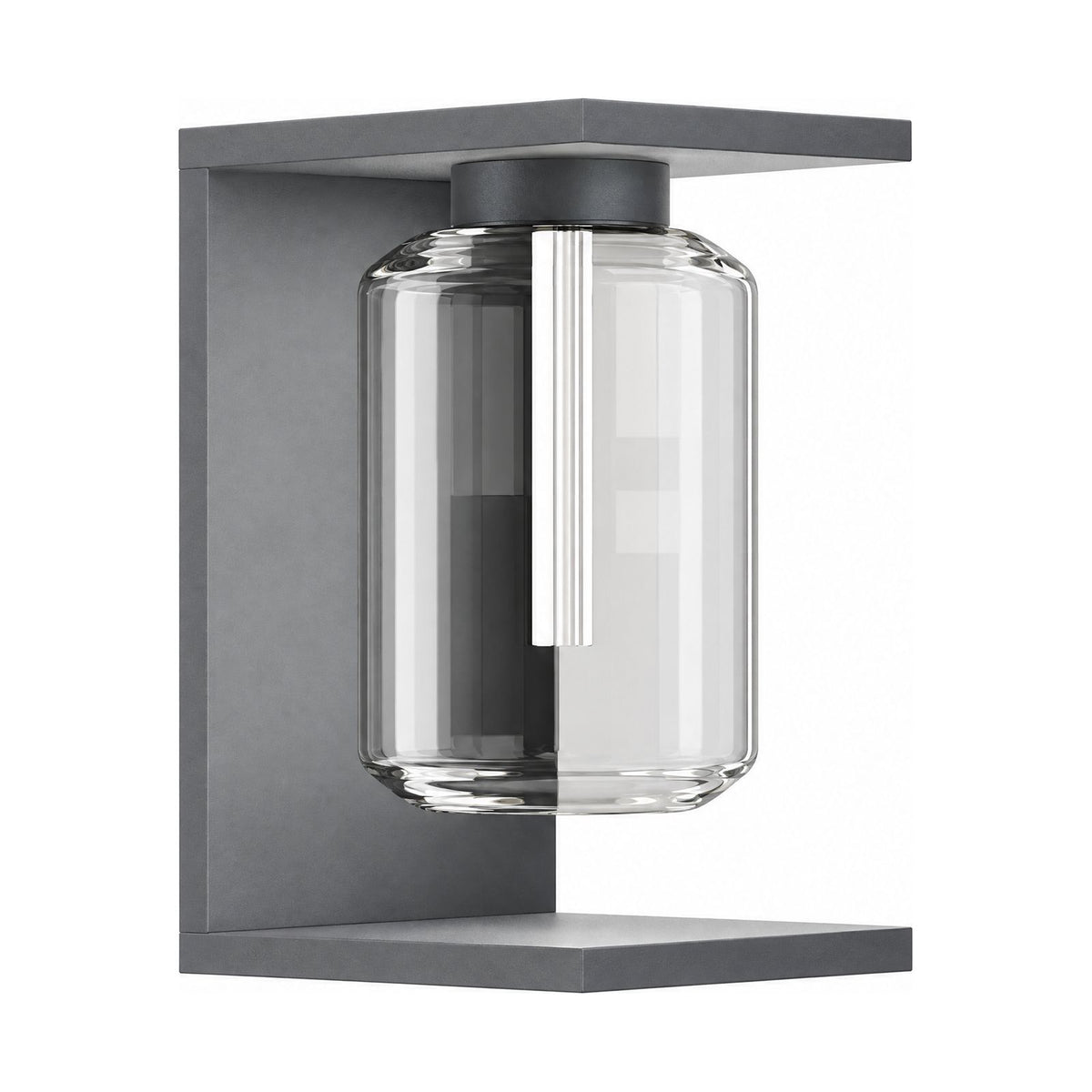 Square Frame Glass Outdoor Wall Lantern in Grey on a white background