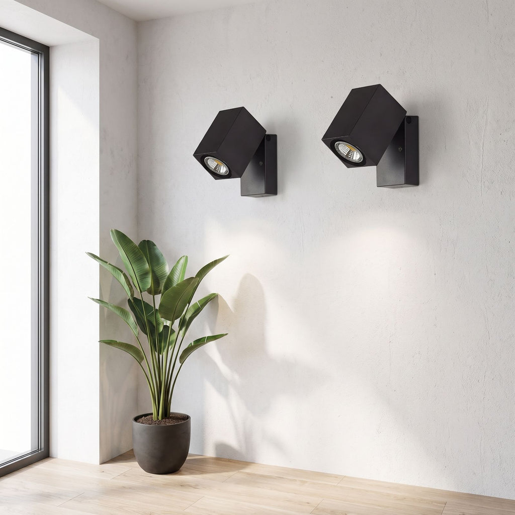 Square Head Rotatable Metal Spotlight Wall Light in a pair on a wall of an Australian home