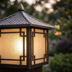 Square Lattice Frame Frosted Glass Pillar Light: close-up of the materials and finish