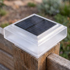 Close-up of the solar panel and frosted cap