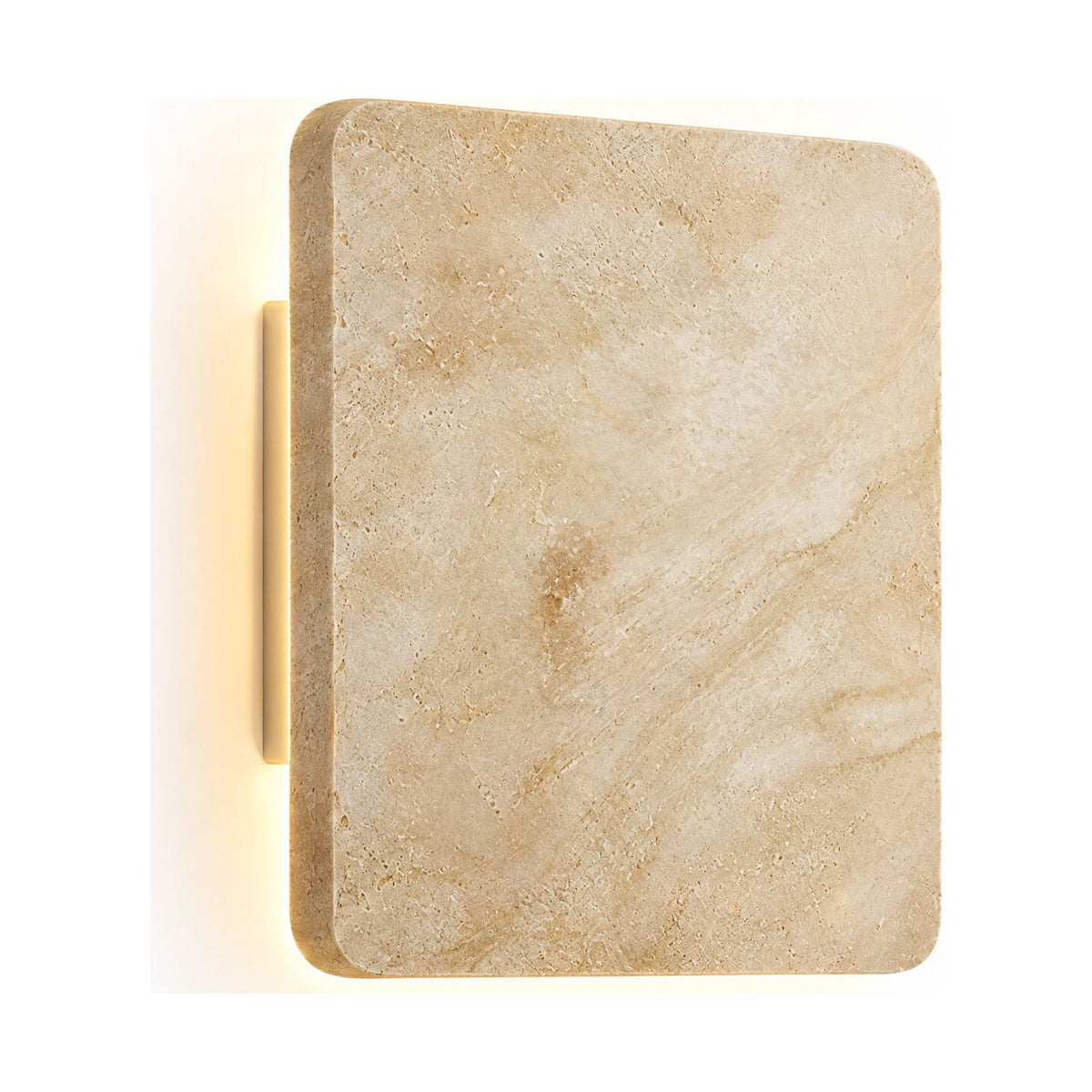 Square Travertine Stone LED Outdoor Wall Light on a white background