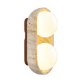 Stacked Frosted Globe Travertine Wall Light on a white background