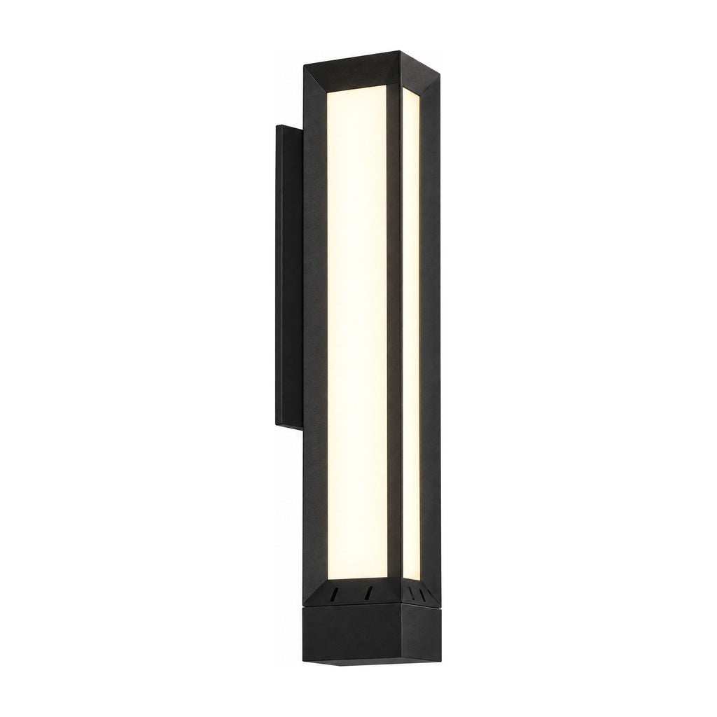 Tall Black Frame LED Outdoor Wall Light on a white background