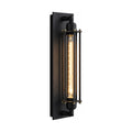 Tall Black Iron Flute Edison Wall Light on a white background