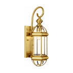 Tall Brass and Clear Glass Outdoor Wall Lantern on a white background