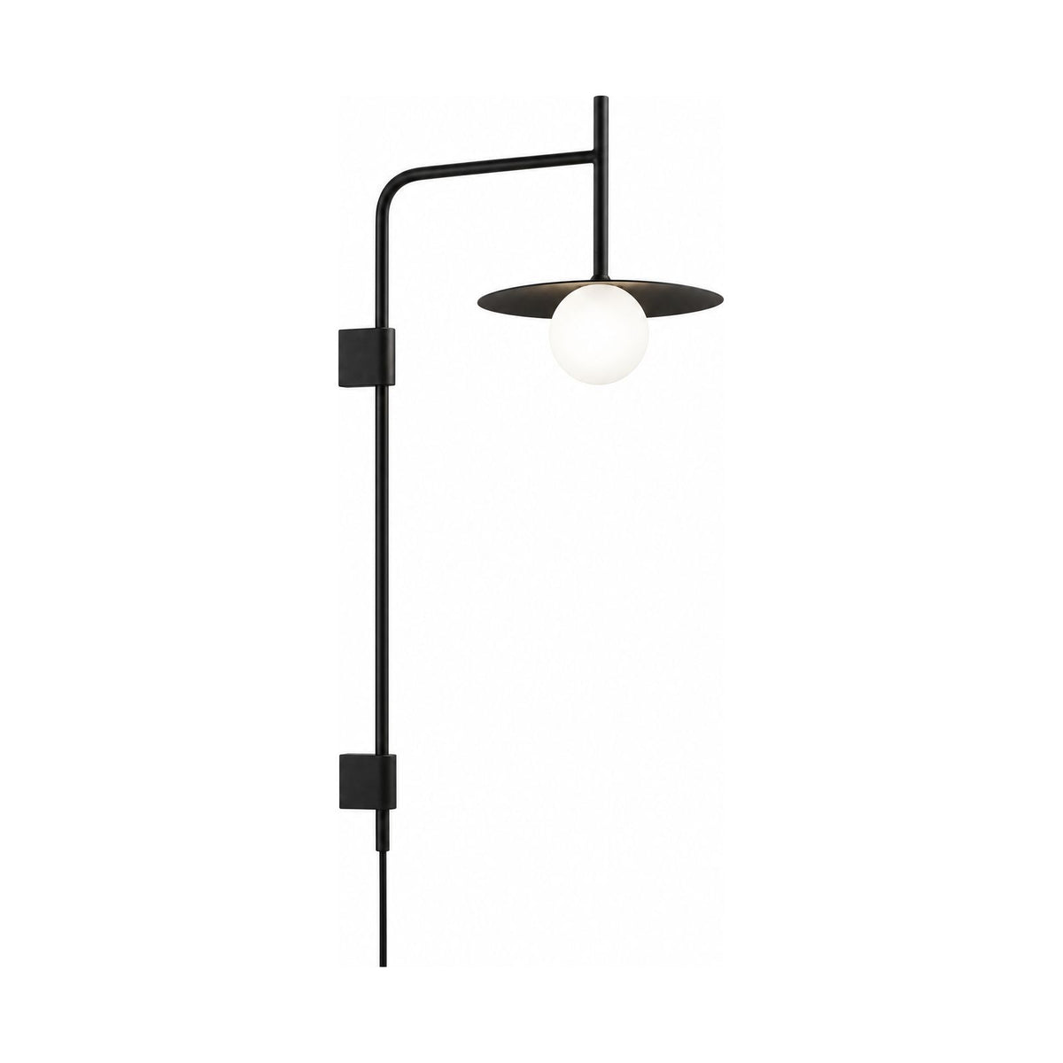 Tall Swing Arm Globe Plug-In Wall Light on a white background