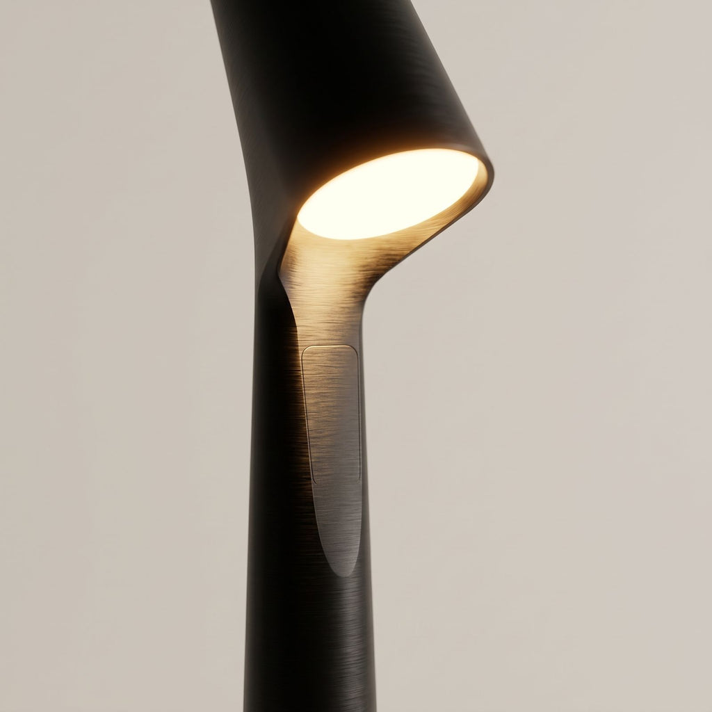Close view of the material and finish of the Tall Tapered Aluminium Rechargeable Table Lamp