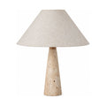 Tapered Travertine Stem Table Lamp on a white background