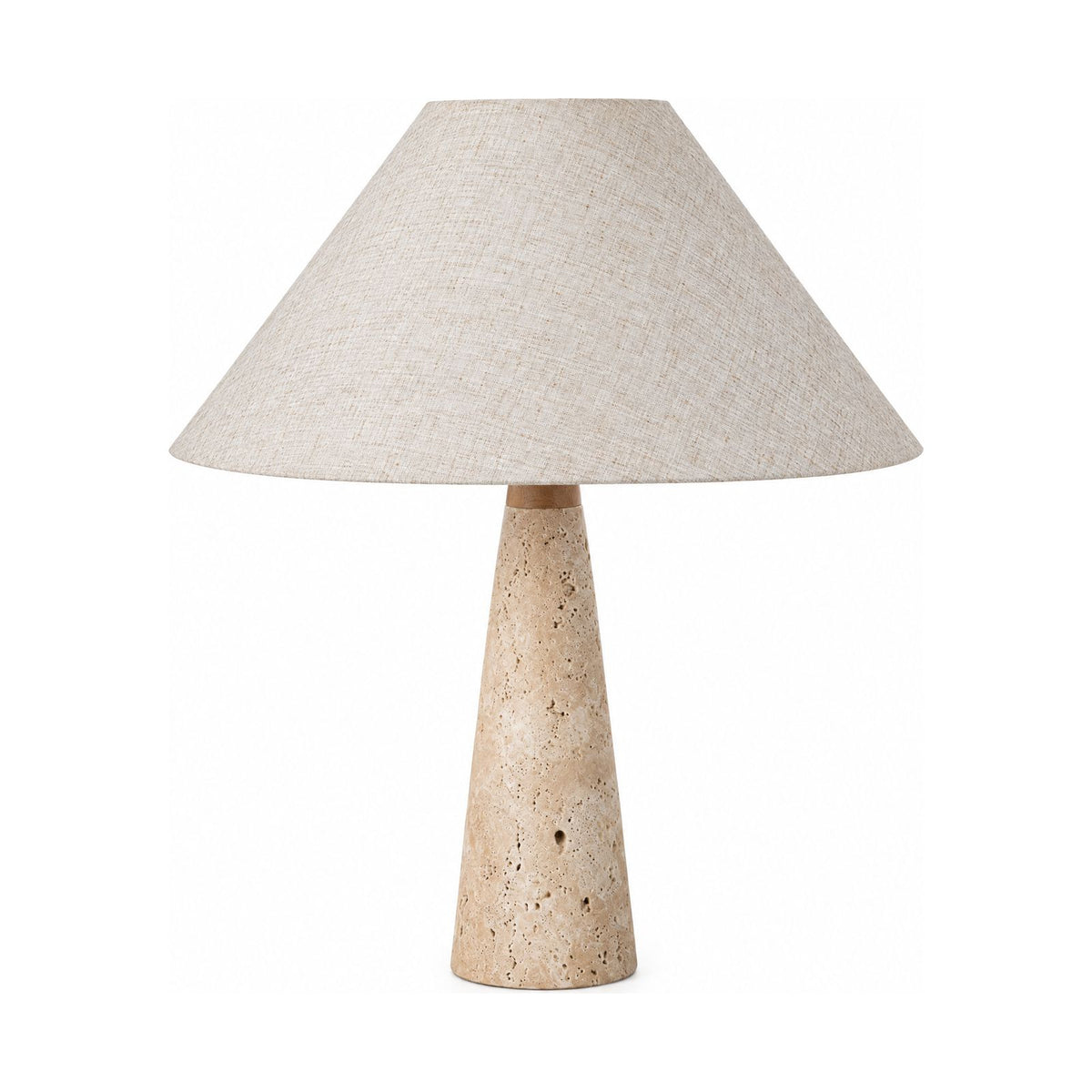 Tapered Travertine Stem Table Lamp on a white background