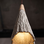 Textured Cement Cone Pendant Light, close view from below