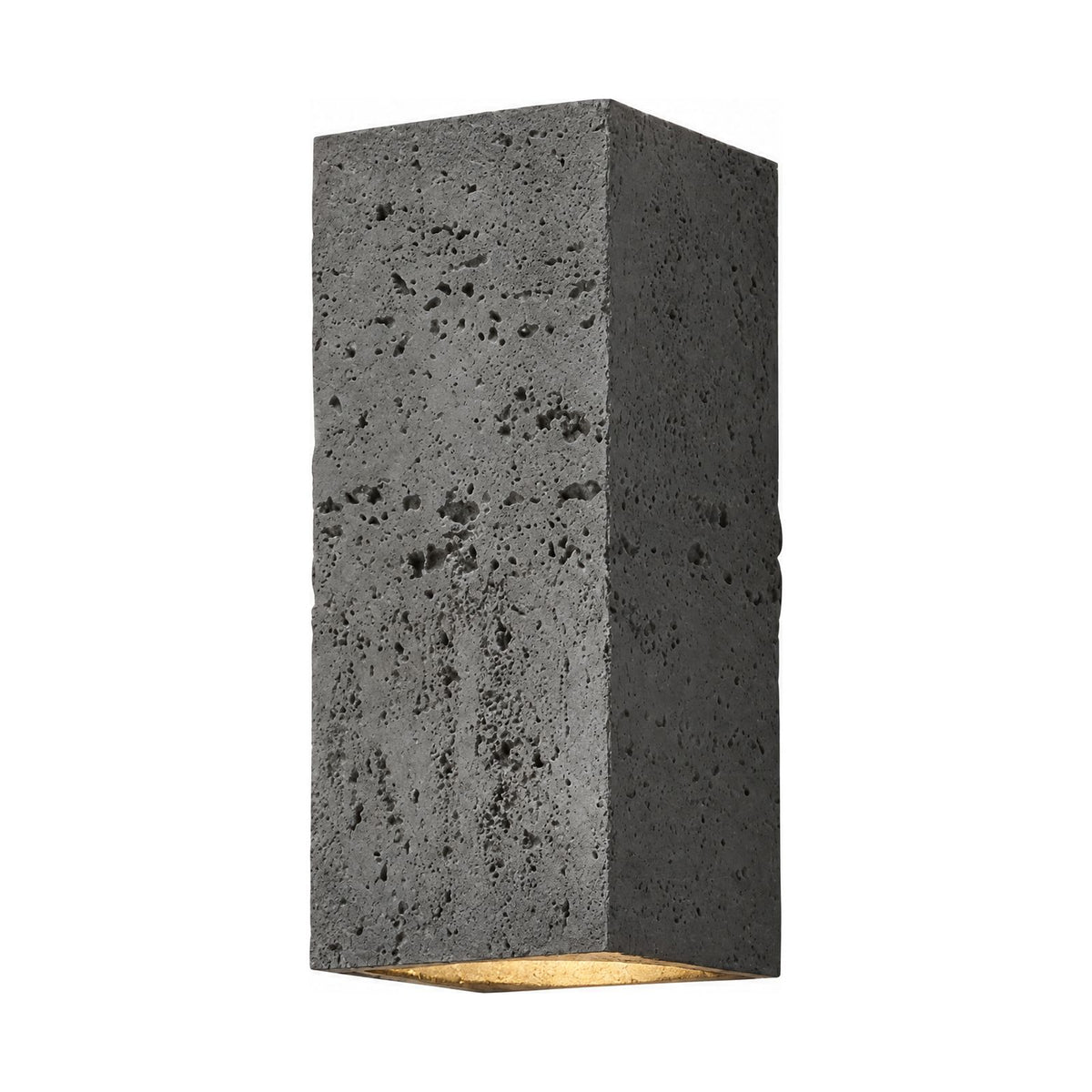 Textured Cement-Finish Box Wall Light in Grey on a white background