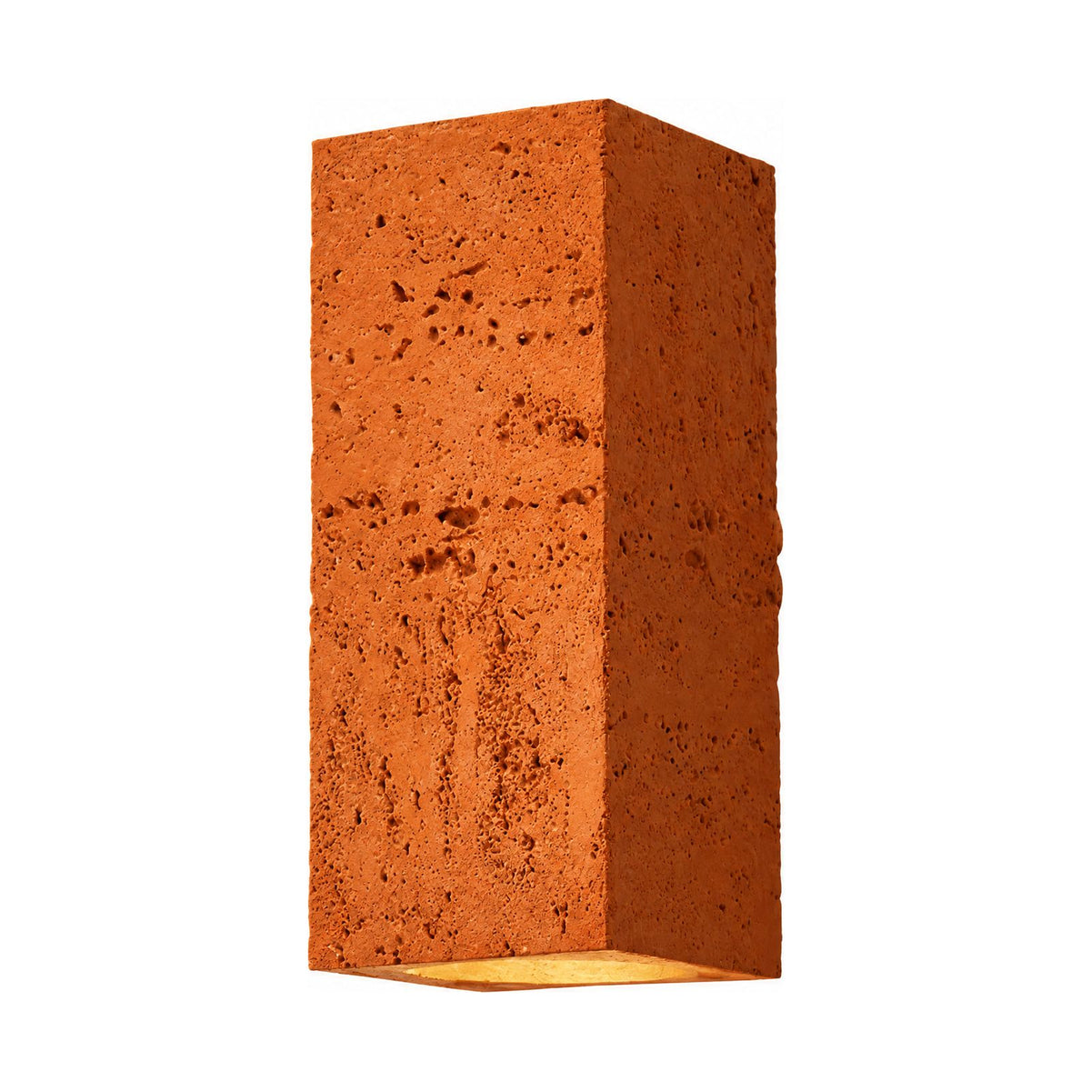Textured Cement-Finish Box Wall Light in Orange on a white background