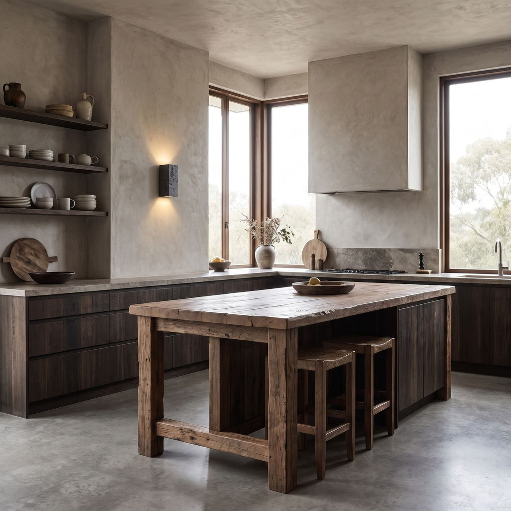 Textured Cement-Finish Box Wall Light on a kitchen wall