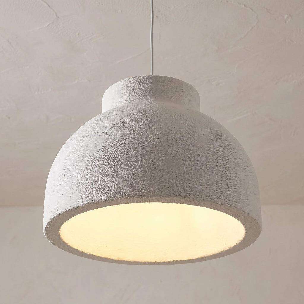 Textured Polystyrene Dome Pendant Light, close view from below