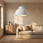 Textured Polystyrene Dome Pendant Light in a living room