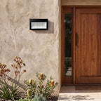 Three Mode Solar Outdoor Wall Light beside a timber front door