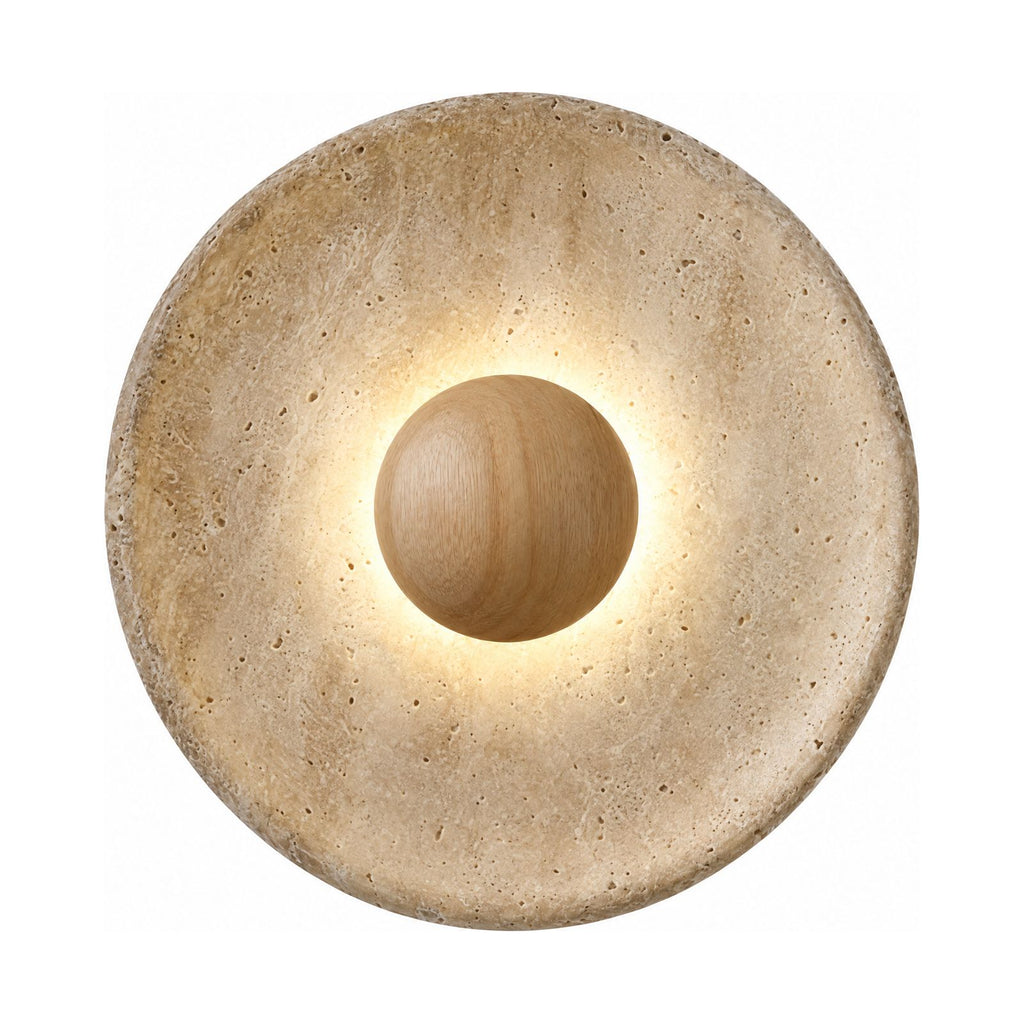 Timber Shade Travertine Wall Light on a white background