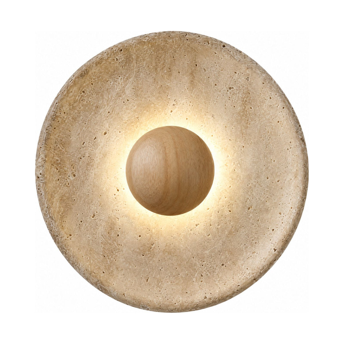 Timber Shade Travertine Wall Light on a white background