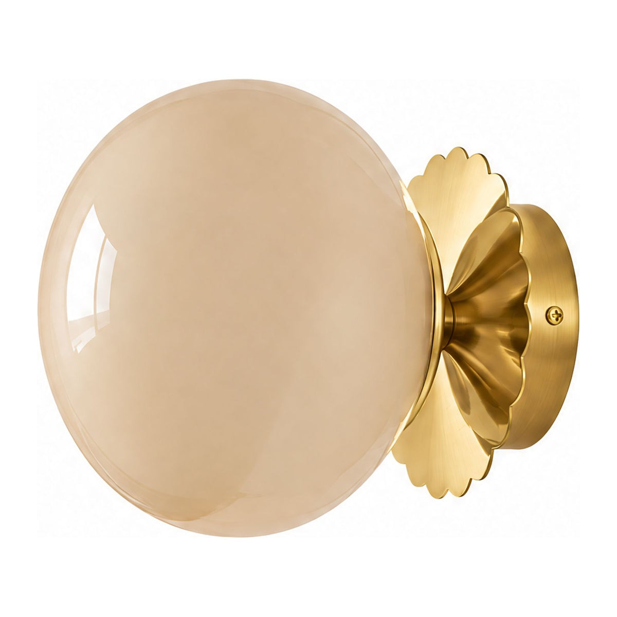 Tinted Glass Ball Up and Down Wall Light in Beige on a white background
